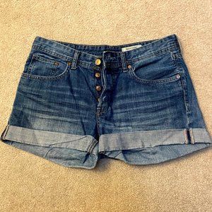 H&M High Waisted Button Up Jean Shorts